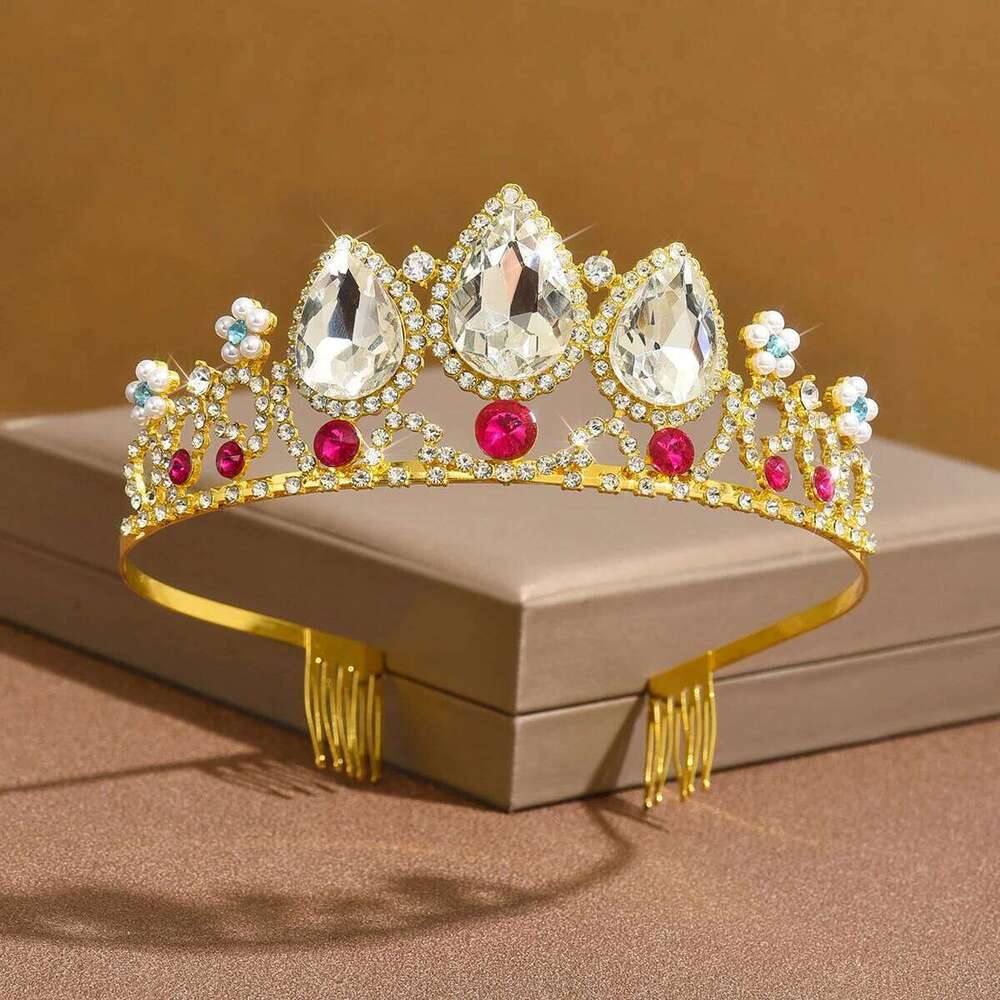 4PC Women's Fashion Waterdrop Geometric Oval Crown Necklace Earrings Jewelry Set Suitable for Wedding, Party, Festival Gifts Z260313