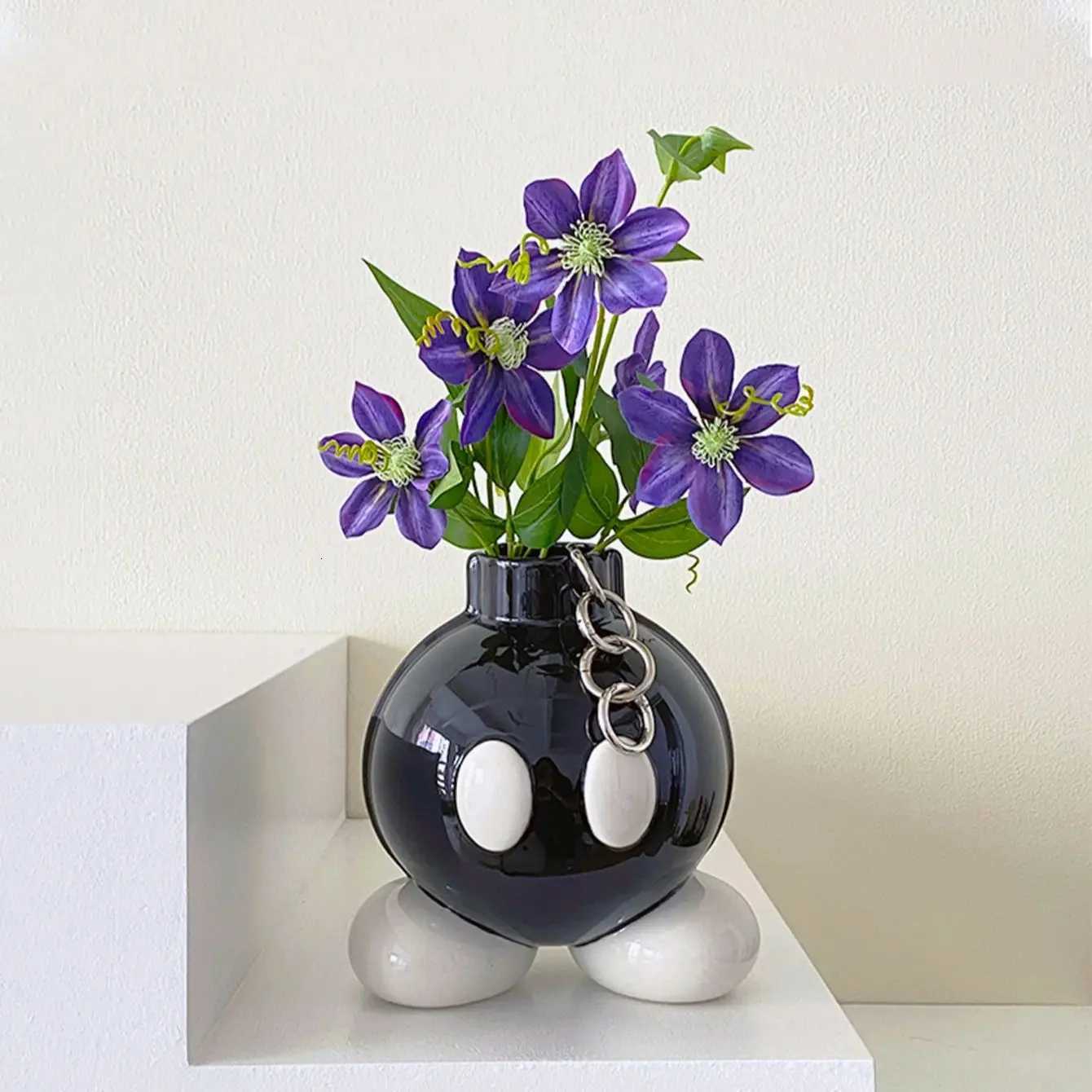 1Pc Original High-Looking Boom Ceramic Vase Bomb Vase Ins Style Home Decoration Ornaments Living Room Corridor Entrance Balcony Y260314