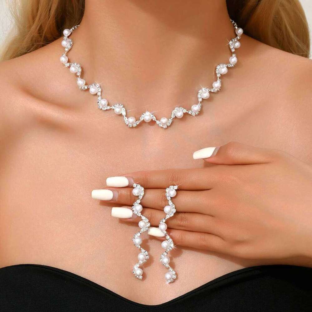 Cross border hot selling exquisite sparkling claw necklace earring set collarbone chain dinner dress accessories Z260313