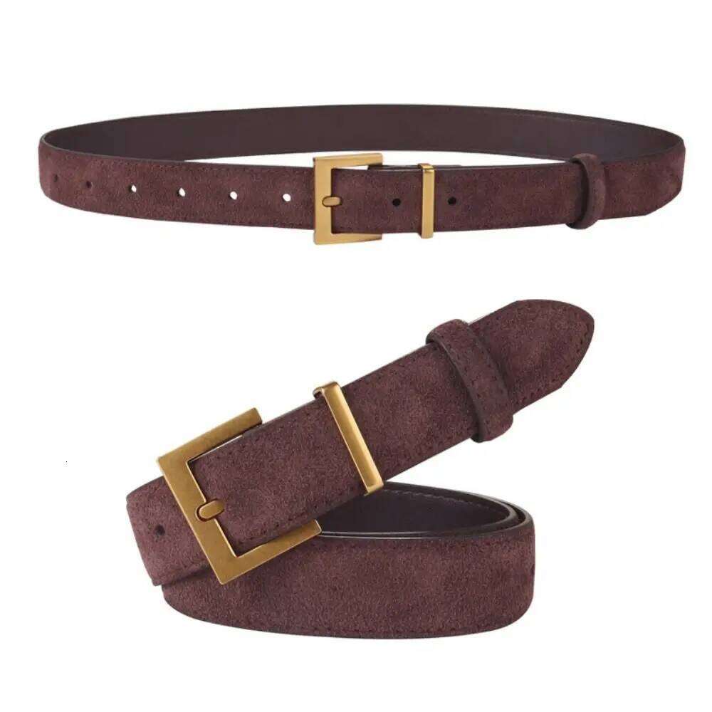 Women Luxury Design Suede Leather Casual Versatile Frosted Cowhide Belt Trendy Pin Buckle Waistband Gifts Z260226