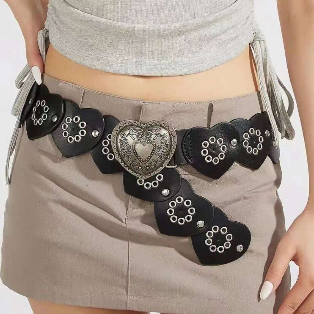 Fashion Love Heart Wide Leather Belt Vintage Versatile Punk Waistband Luxury Design Waist Strap Z260226