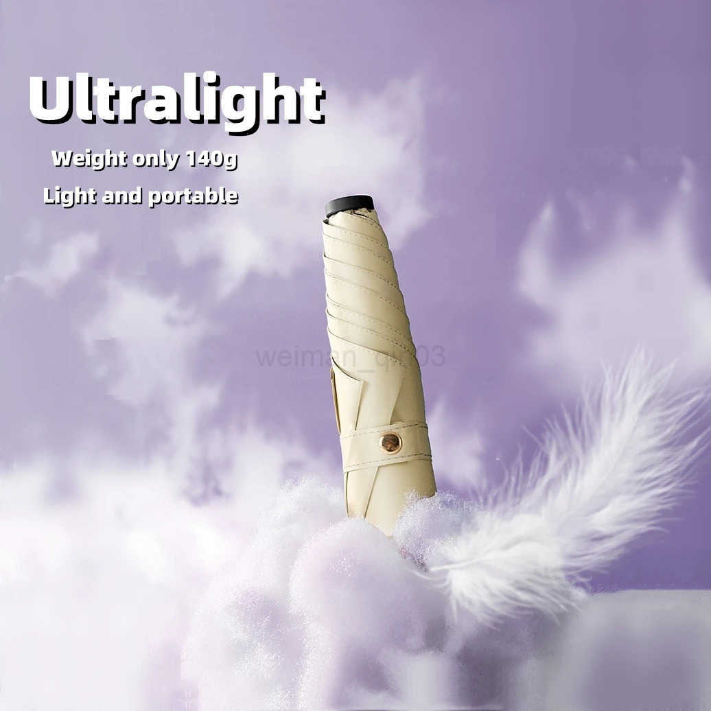 Ultra-light UPF50 Umbrella Carbon Fiber Sun UV Protection Portable Umbrella Vinyl Folding Rain Parasol PocketPencil Umbrella H260314