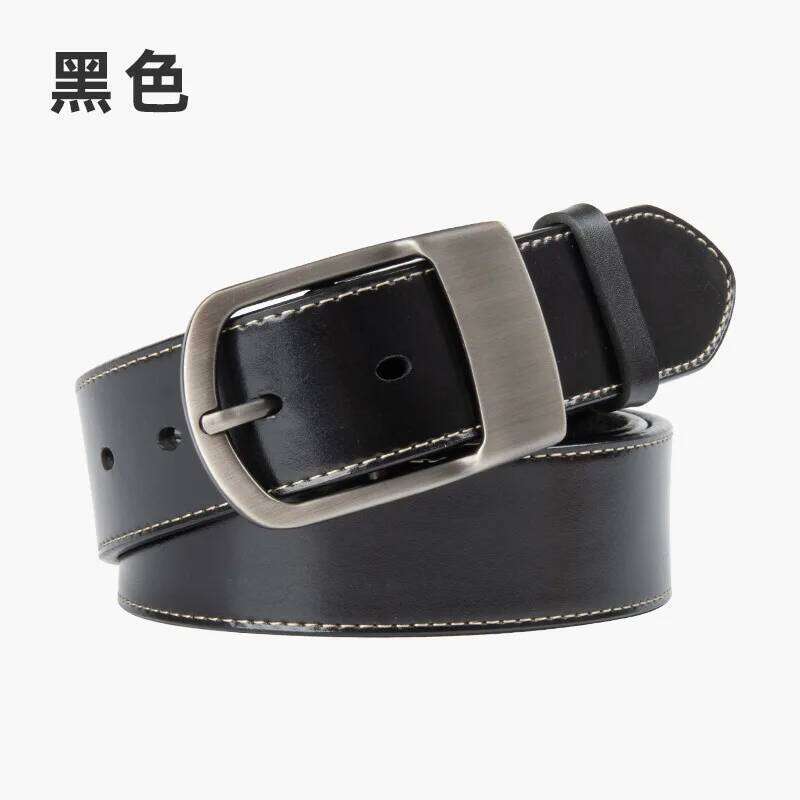 Advanced simple cowhide Japanese retro versatile genuine leather men's belt pin buckle Z260226