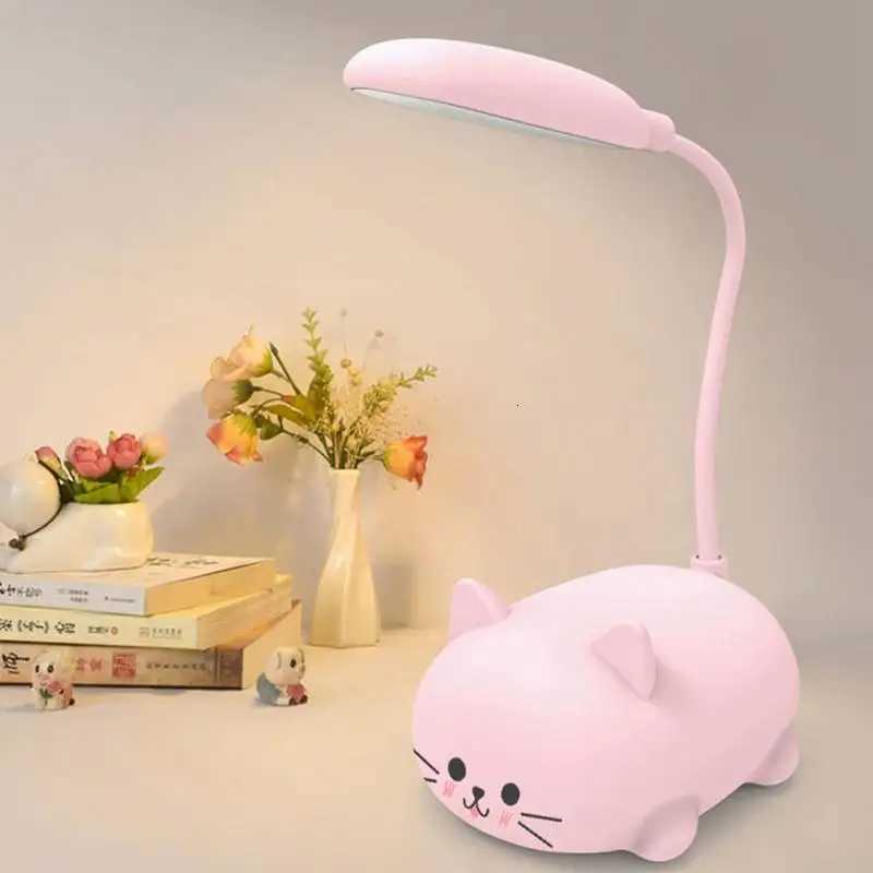 Mini Cat USB Lamp LED Cute Animal Night Light Rechargeable Table Lamp Bedside Lamp Eye Caring Reading Lights Bedrooms Y260314