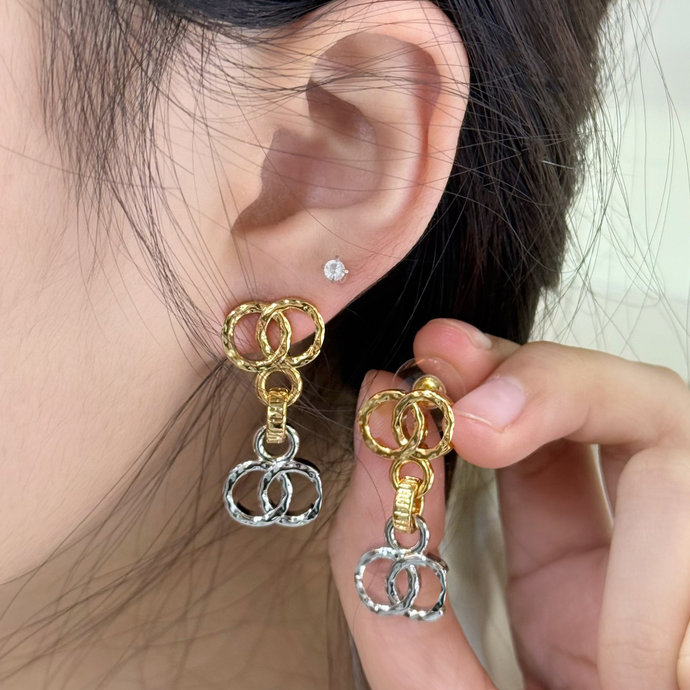 Luxury Jewelry Woman Copper Double Letters Earring Fashion Crystal Rhinestone Designer Gold Plated Earring Woman High Quality Valentine's Day Gift