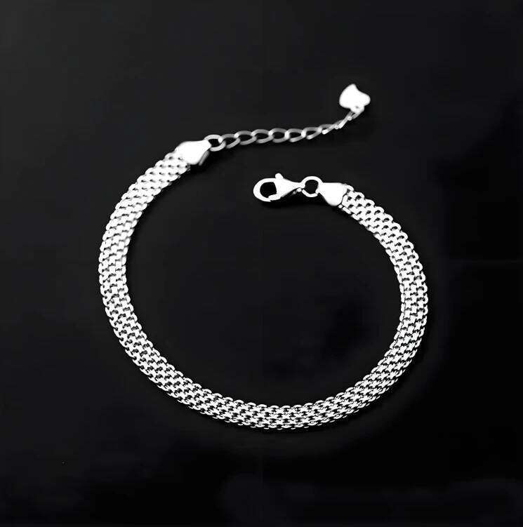 925 sterling Silver Bracelets Mesh chain for Women men Wedding Lady Noble Pretty Jewelry Fashion Nice Chain 20cm 8inch Z260313