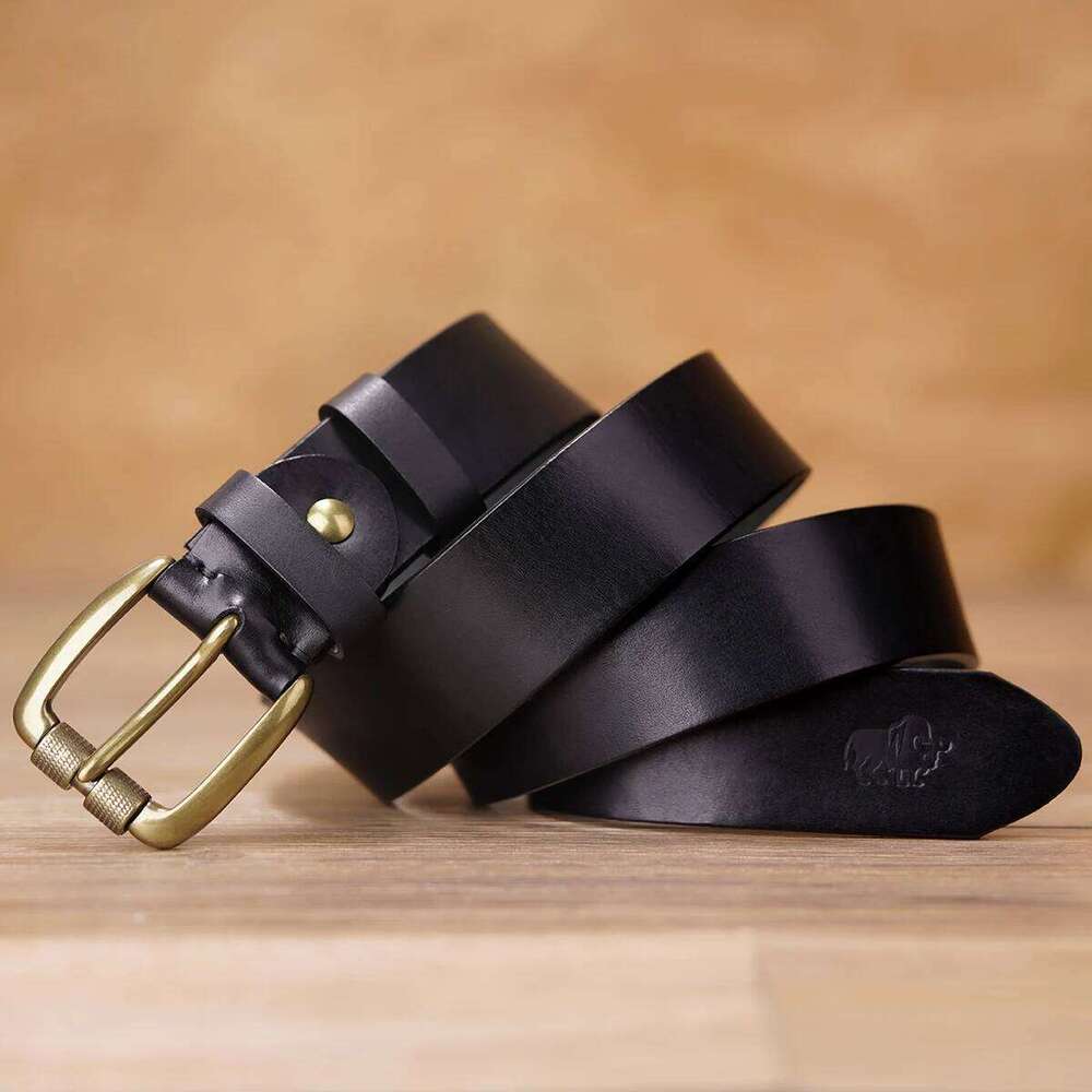 BISON DENIM Retro Cowskin Leather Men's Belt High Quality Pin Buckle Cowboy Belts Perfect Gift for Father's Valentine's Day Z260226