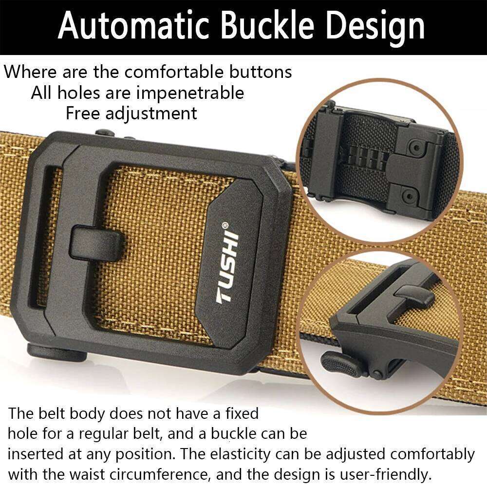 TUSHI New 4.3cm Hard Gun for Men and Women Alloy Automatic Buckle Outdoor 1100D Nylon Military IPSC Belt Male Z260226