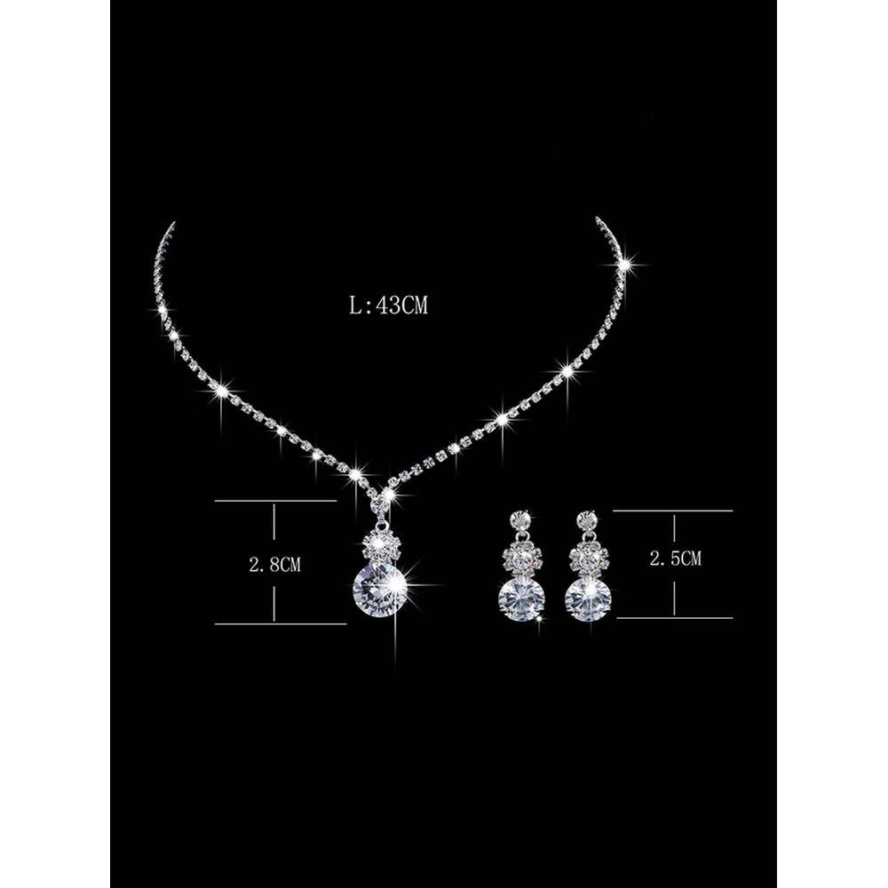 3pcs women's jewelry set, rhinestone necklace, earrings, luxurious wedding accessories Z260313