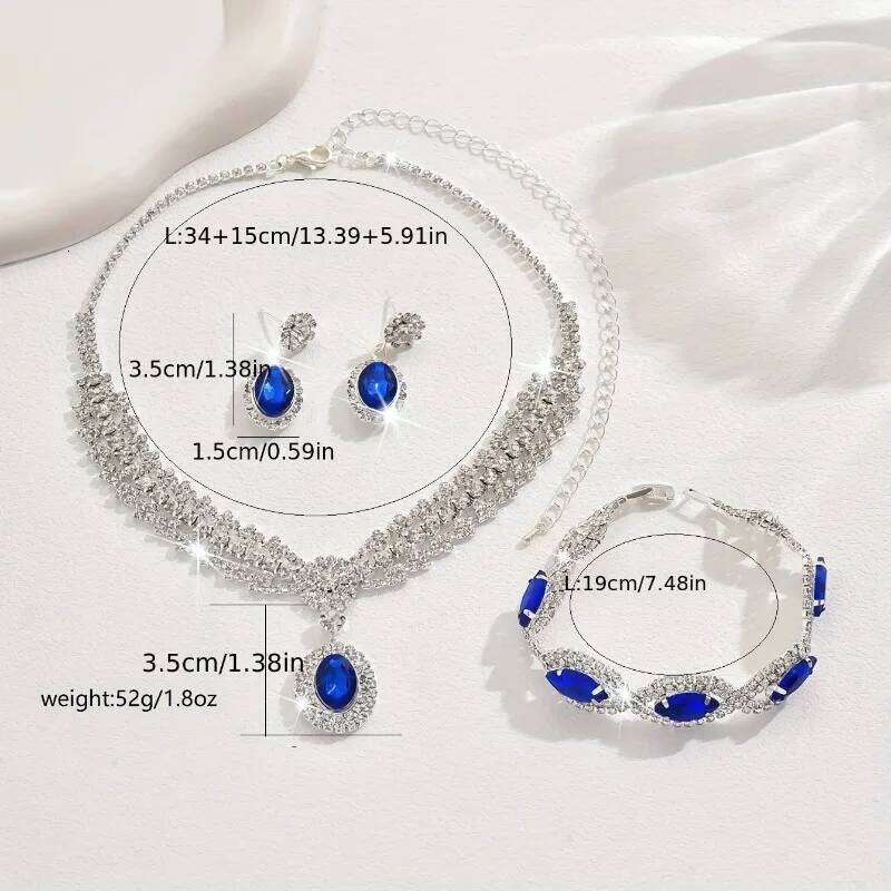 Elegant Bridal Jewelry Set Necklace Earrings with Sparkling Rhinestones Perfect for Weddings Parties Z260313