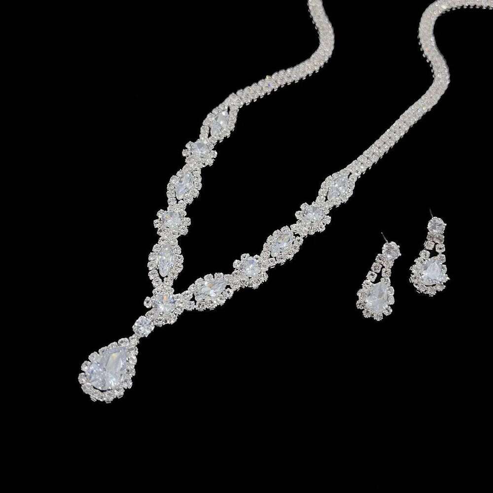 3PC Women's Simple Claw Chain Series Angel Tears Necklace Earring Set, Banquet Party Accessories Z260313