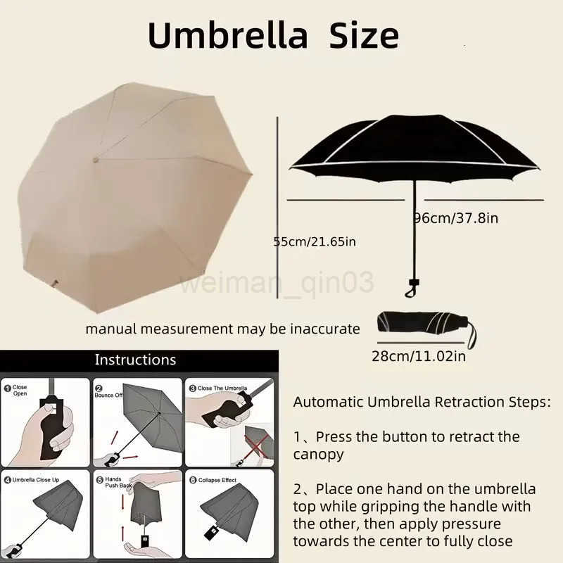 16-Bone Automatic Umbrella - Windproof Double-Layer Glass Fiber Frame UPF Sun Protection Shade Umbrella Portable Minimalist H260314