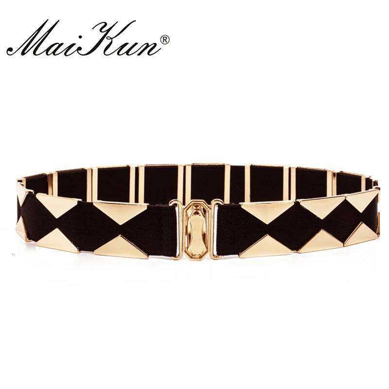 High Fashion Geometric Elastic Fabric Metal Female Belts For A Dress Brand Luxury Women Waistband for Jeans and Skirt Z260226