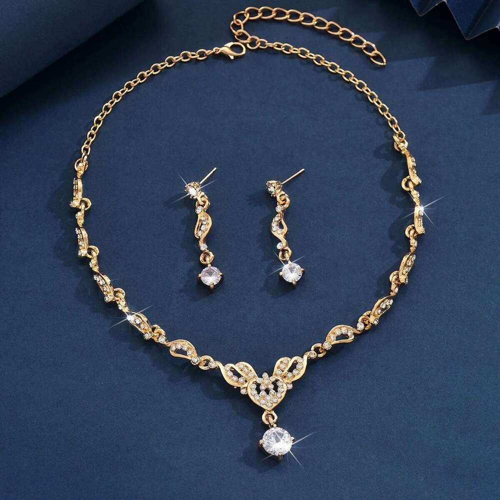 3PC Women's Fashion Geometric Necklace Earrings Jewelry Set Simple, Light, Luxury, High End Wedding, Party, Festival Gift-8527 Z260313