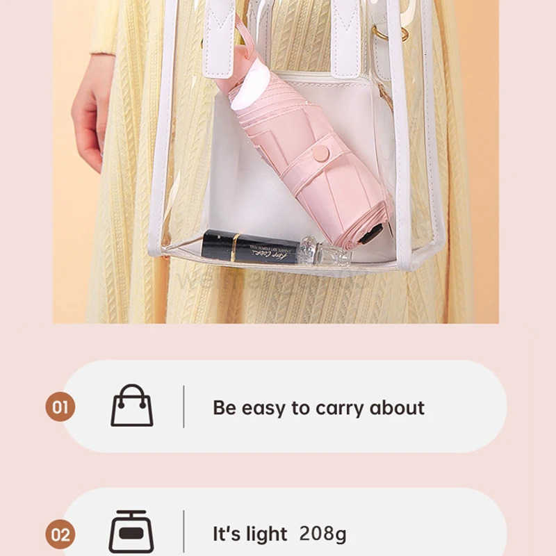 Mini Sunshine Umbrella Pocket Small and Handy 50 Folded UV Resistant Pocket Umbrella with Black Glue Sunshade and Sunscreen H260314