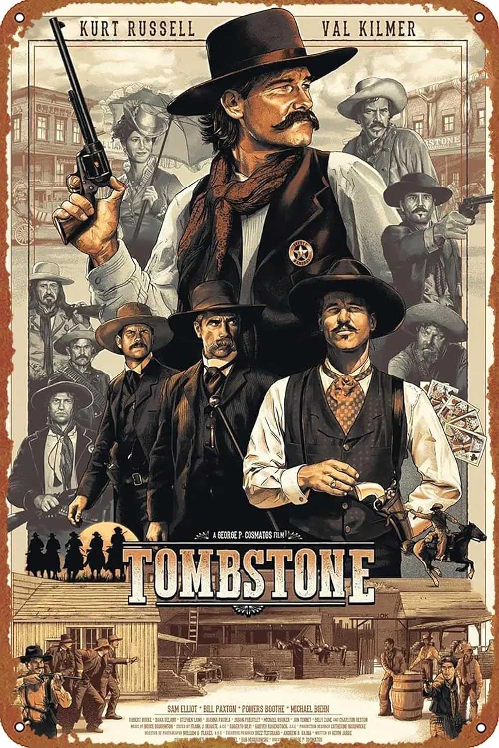 TOMBSTONE WEST COWBOY movie poster Retro Metal sign Retro Tin sign suitable for cafe bar home wall decoration 3048 X 2032 cm D260314
