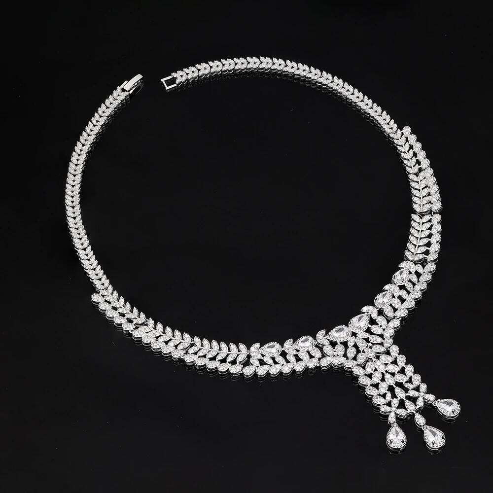 Fancy India Dubai Wedding Jewelry for Women Luxury Cubic Zirconia Necklace Bracelet 4 Pieces Bridal Set Z260313
