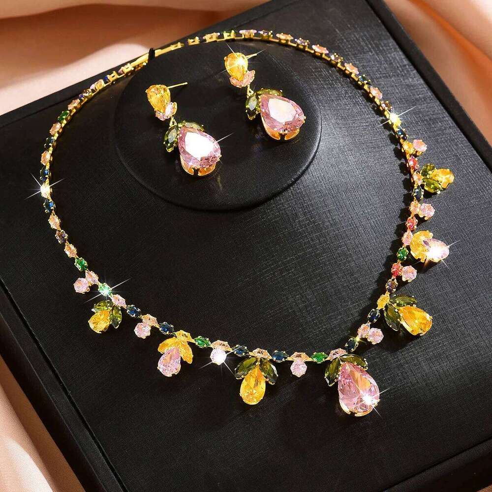 New French Ocean Zircon Necklace Earrings Set Fairy Tree Seal Fine Pair Dress Accessories Women Z260313