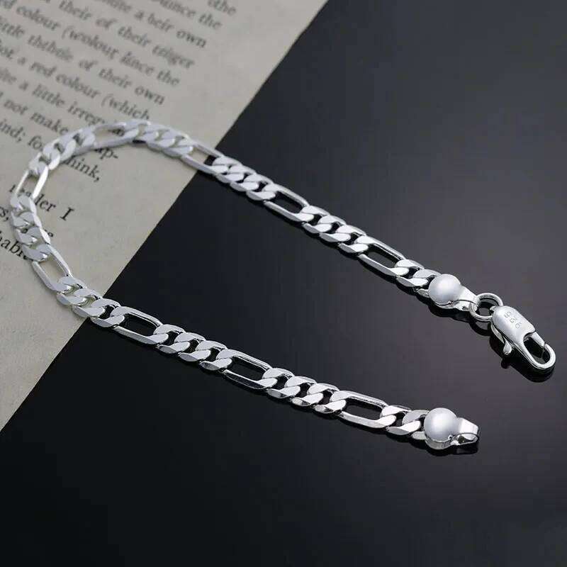 Charm 925 Sterling Silver Bracelets for Women Simple Fine 4MM Chain Fashion Wedding Party Christmas Gifts Jewelry Z260313