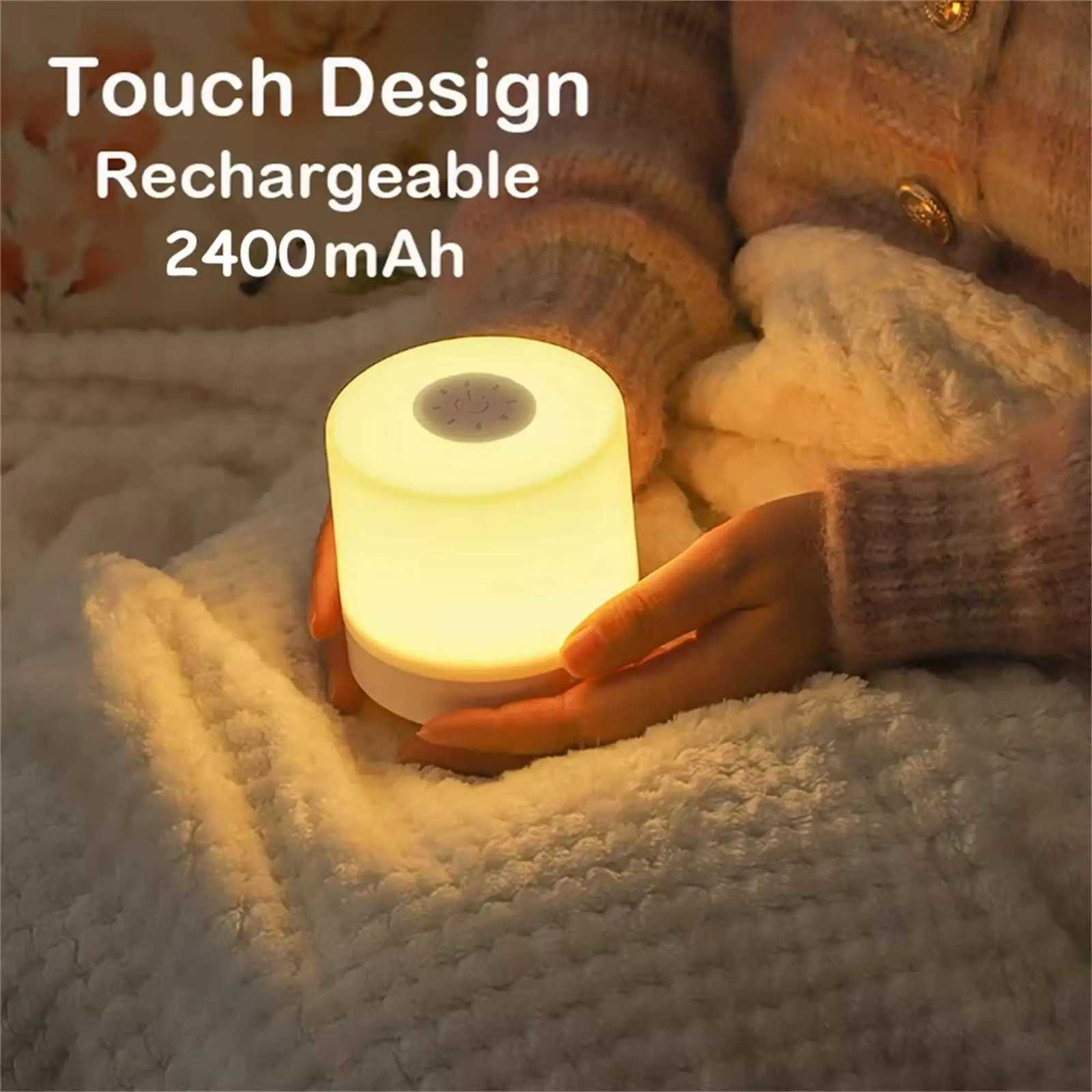Night Lamp LED Table With Switch Rechargeable Three Colors Lights USB For Kitchen Hallway Closet Bedroom Home Touch Night Light Y260314
