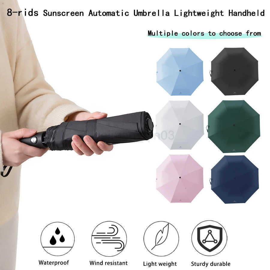 8 Ribs Travel Rain Sun Umbrellas Windproof Multi-color Travel Umbrella Automatic Open And Close H260314