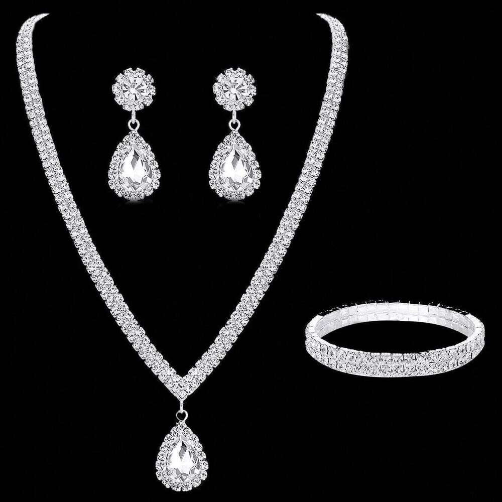4pcs/set Ladies Rhinestone Set 2025 New Gorgeous Bridal Wedding Jewelry Eid al-Adha Holiday Gifts Z260313