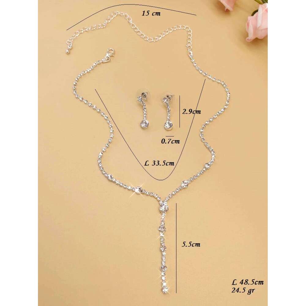 4PC Women's Fashion Trend Minimalist Water Diamond Earrings Necklace Bracelet Jewelry Set Wedding Banquet Party Festival Gift Z260313