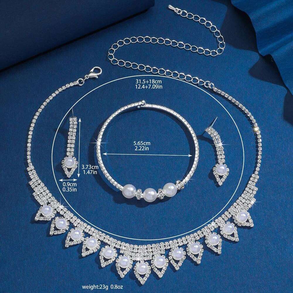 4PC Women's Fashion Trend Copper Claw Chain Pearl Necklace Earrings Bracelet Jewelry Set Wedding Banquet Party Festival Gift Z260313