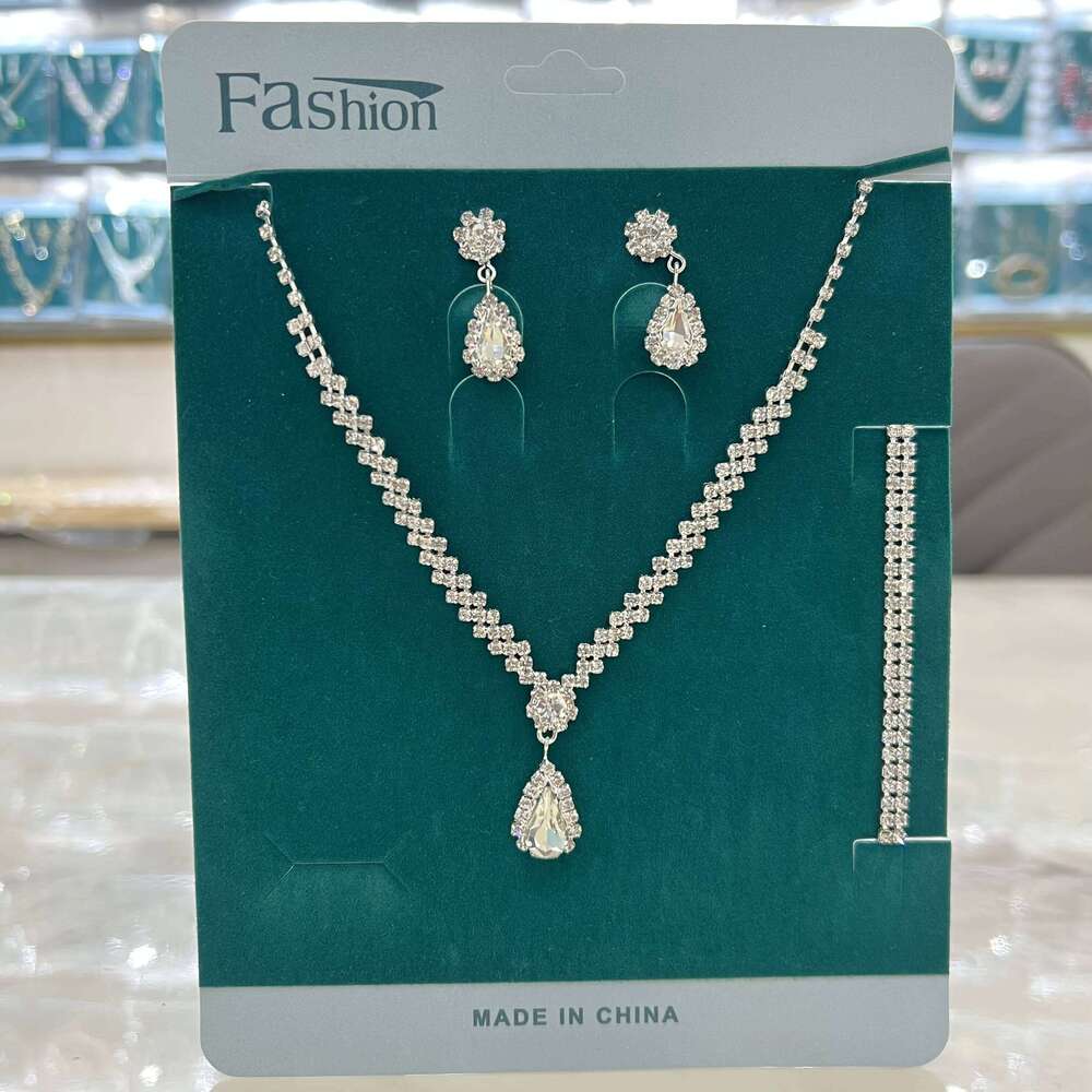 4 pcs bridal jewelry set, rhinestone pearl necklace, earrings, bracelets, dinner dress accessories Z260313