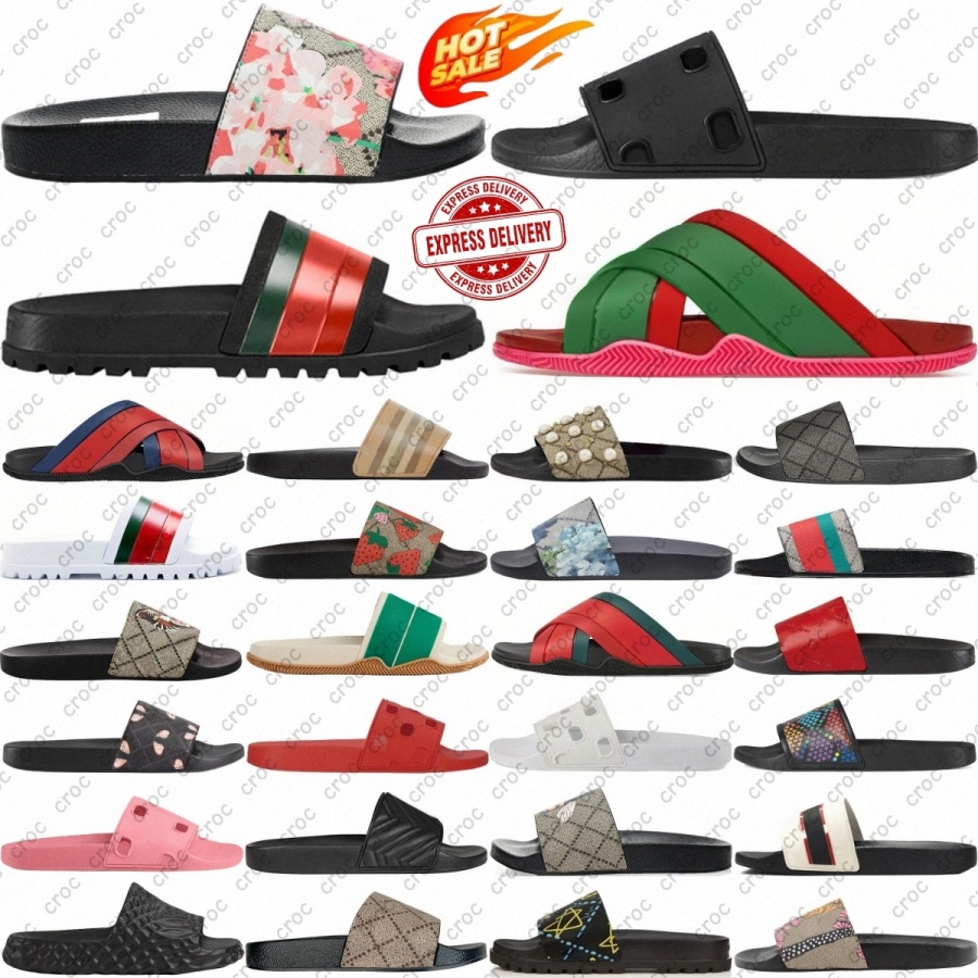 Slides Designer Web Rubber Pool Slide Sandals Black Strawberry Tigers White Bloom Red Women Men Green Pink Stripe Flora Blue Interlock Luxury Beige Gr J6wO#