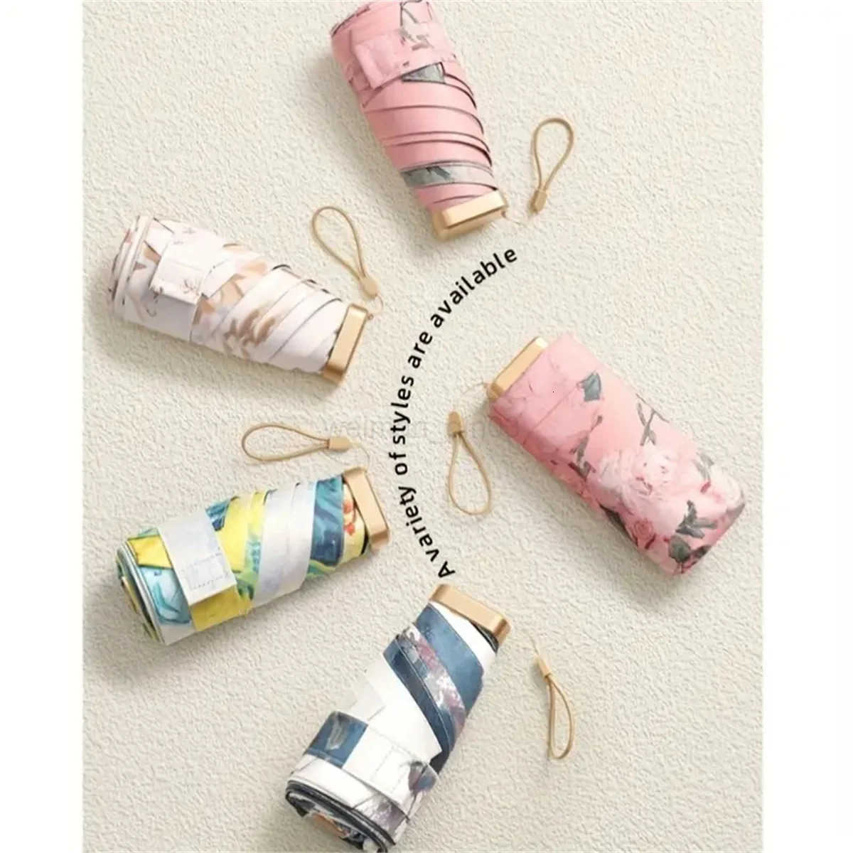 Mini Pocket Rain Umbrella UV folding umbrella Rainproof Sun Protection Outdoor Traveling Capsule Umbrella 5-Folding Parasol H260314