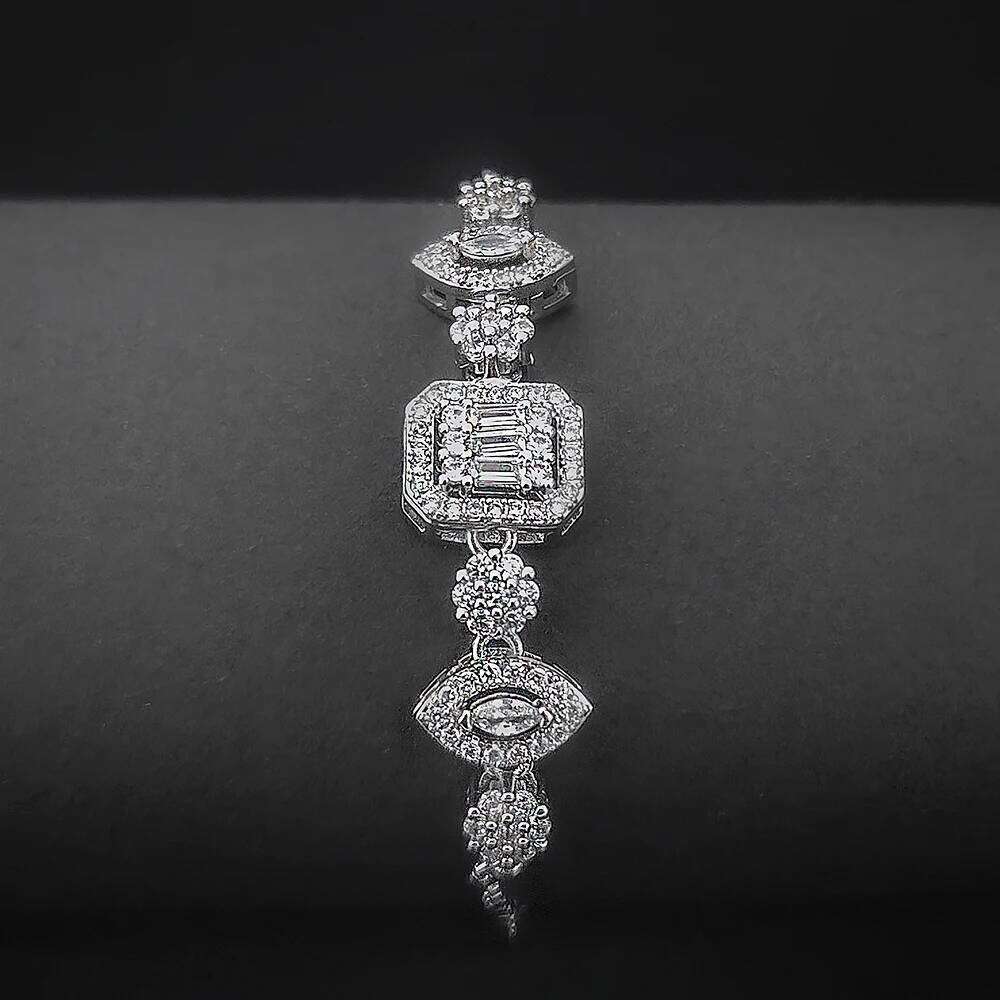 2024 New Trendy Silver Color Bracelet Bangle for Women Wedding Bride on Hand Gift Jewelry drop shipping S007 Z260313