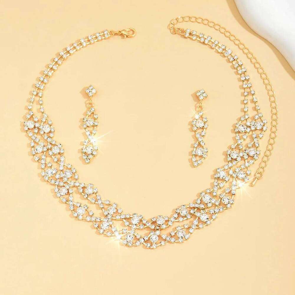 Ladies' light luxury style design necklace, earrings, jewelry set suitable for weddings, gatherings, holidays, gifts Z260313