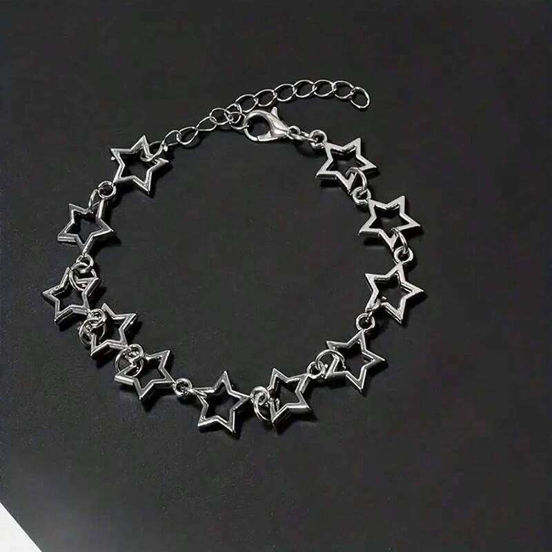 Y2K Five Pointed Stars Charm Bracelet Vintage Silver Color Pentagram Chain Bracelets For Women Z260313