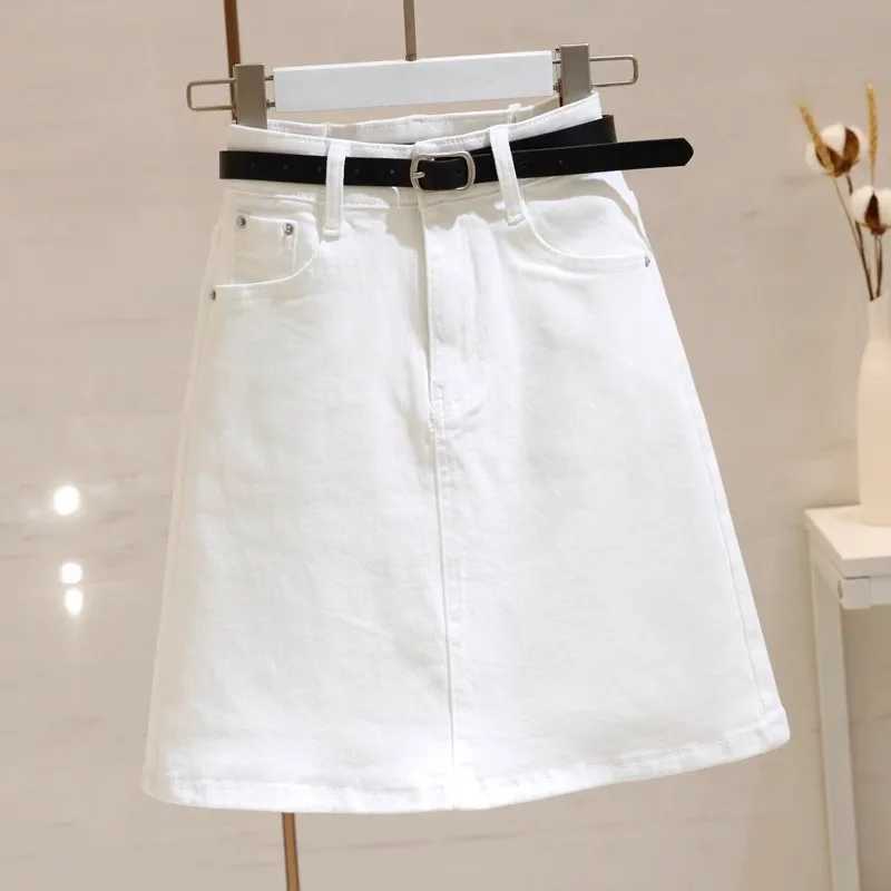 Summer New White Denim Skirt Women High Waist A-word Hip Skirt M260314