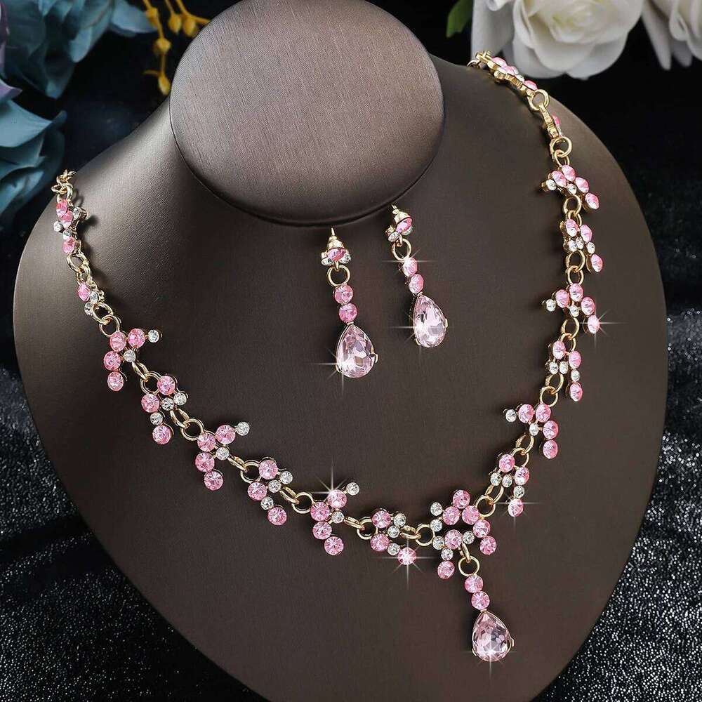 3PC Women's Fashion Water Drop Geometric Round Necklace Earrings Jewelry Set Suitable for Wedding, Party, Festival Gifts Z260313