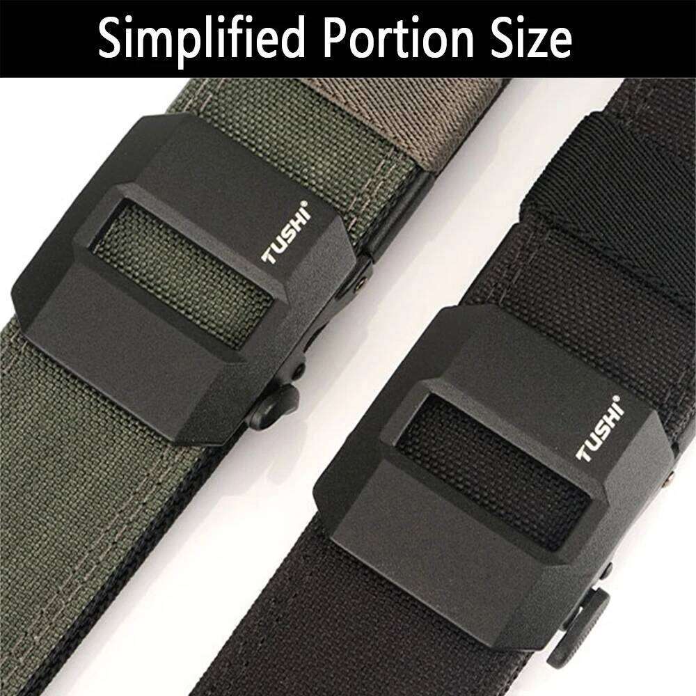 TUSHI Hard Gun for Men Metal Automatic Buckle Thick Nylon Military Casual Belt IPSC Girdle Male Z260226