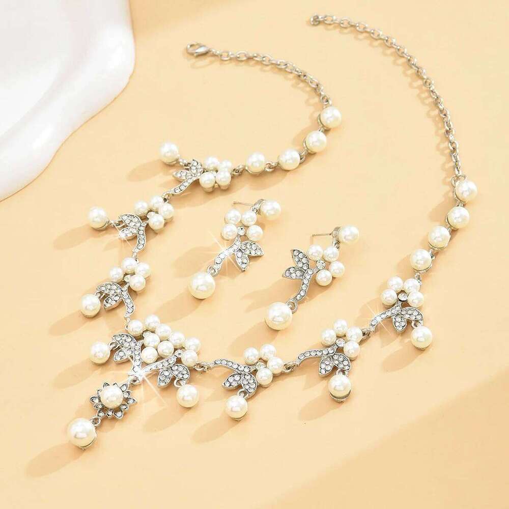 3PC Women's Fashion Imitation Pearl Design Necklace Earrings Jewelry Set Geometric Light Luxury Style Holiday Gift Z260313