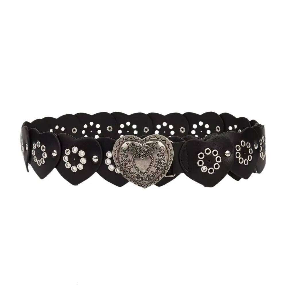 Trend Love Heart Wide Leather Luxury Design Vintage Waist Strap Versatile Hollowed Belt Z260226