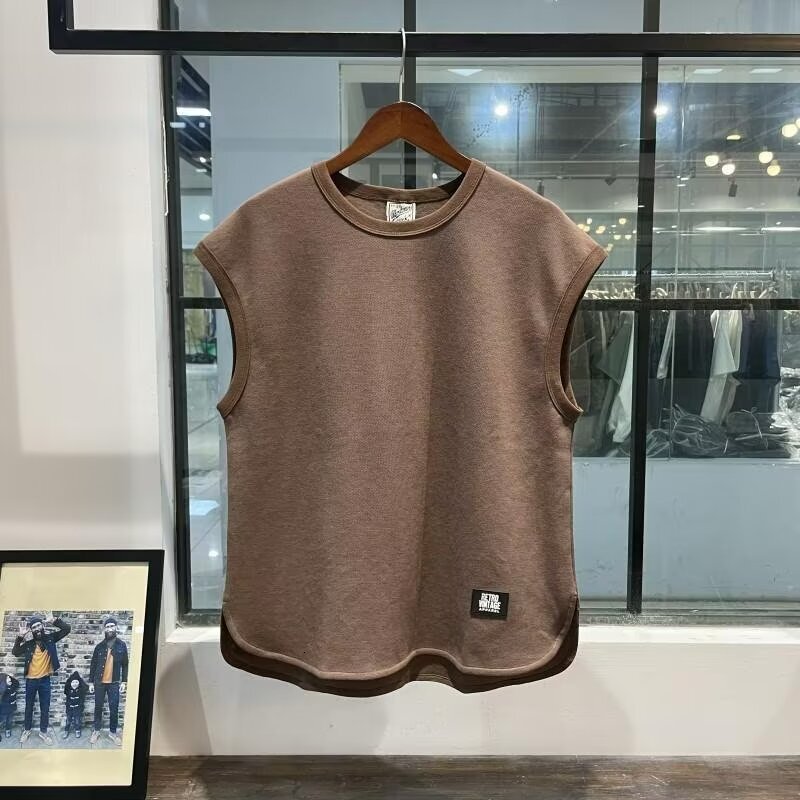 Summer INS Trend Ice Silk Designer T-shirt Designer Hoodie Sleeveless Vest White Polo Base Short Sleeve Retro Tank Top Men's Loose For Outerwear