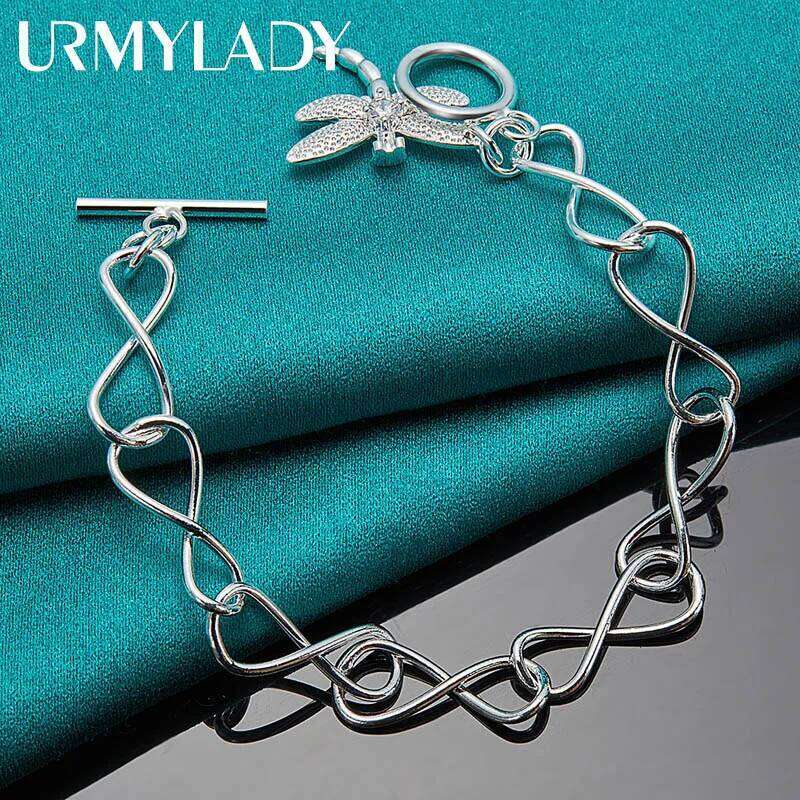 URMYLADY 925 Sterling Silver Dragonfly Zircon Pendant Bracelet For Women Wedding Party Fashion Jewelry Z260313
