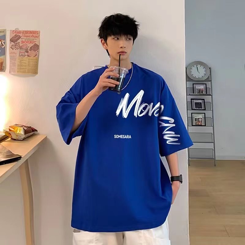 Klein Blue Men's Shortsleeve Summer Trendy Loose Designer T-shirt Fit Niche Style Halfsleeve Designer Hoodie Polo Ins Trendy High Street Plus Size Tee
