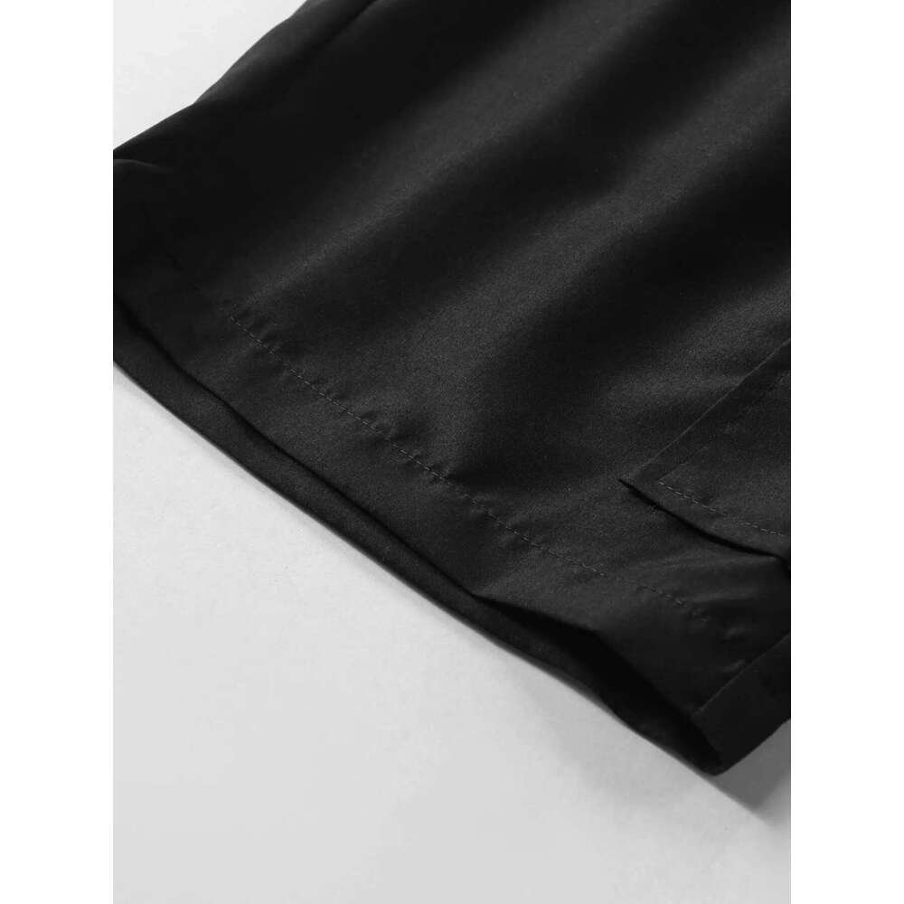 Plain Regular Style with Drawstrings Elastic Waistband, Large Flap Pocket Pants Design, Casual Shorts, Suitable for Summer Basketball, Beach Vacation,