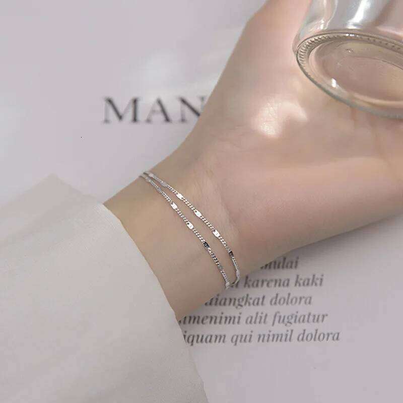 stainless steel Double-Layer Chain For Women Simply Shiny Bracelet Korea Student Hand Accessories Z260313