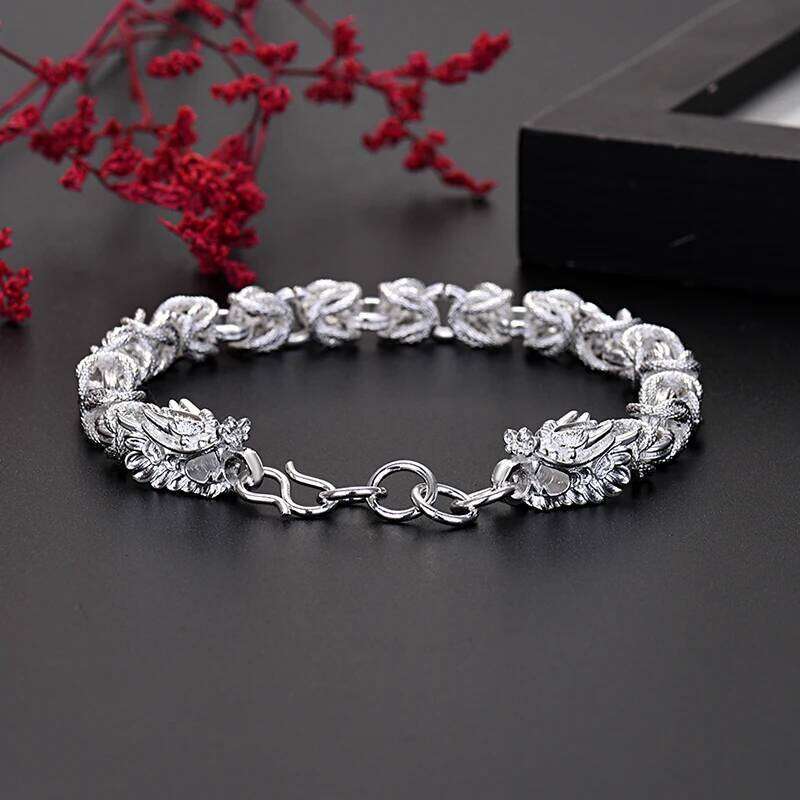 Noble 925 Sterling Silver Exquisite dragon head bracelets for man women fashion jewelry wedding party holiday gifts Z260313
