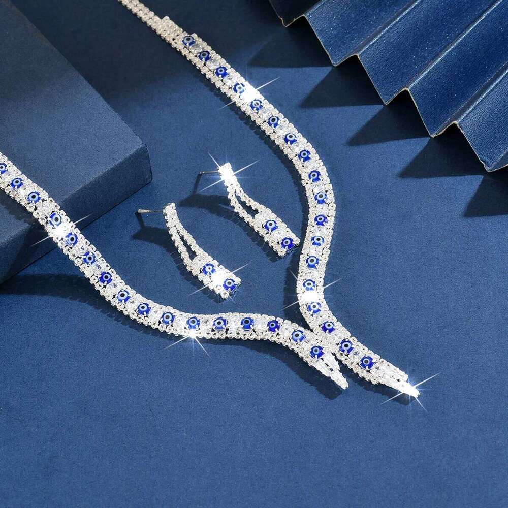 European popular long tassel necklace earring set with versatile temperament and fashionable bridal wedding jewelry Z260313