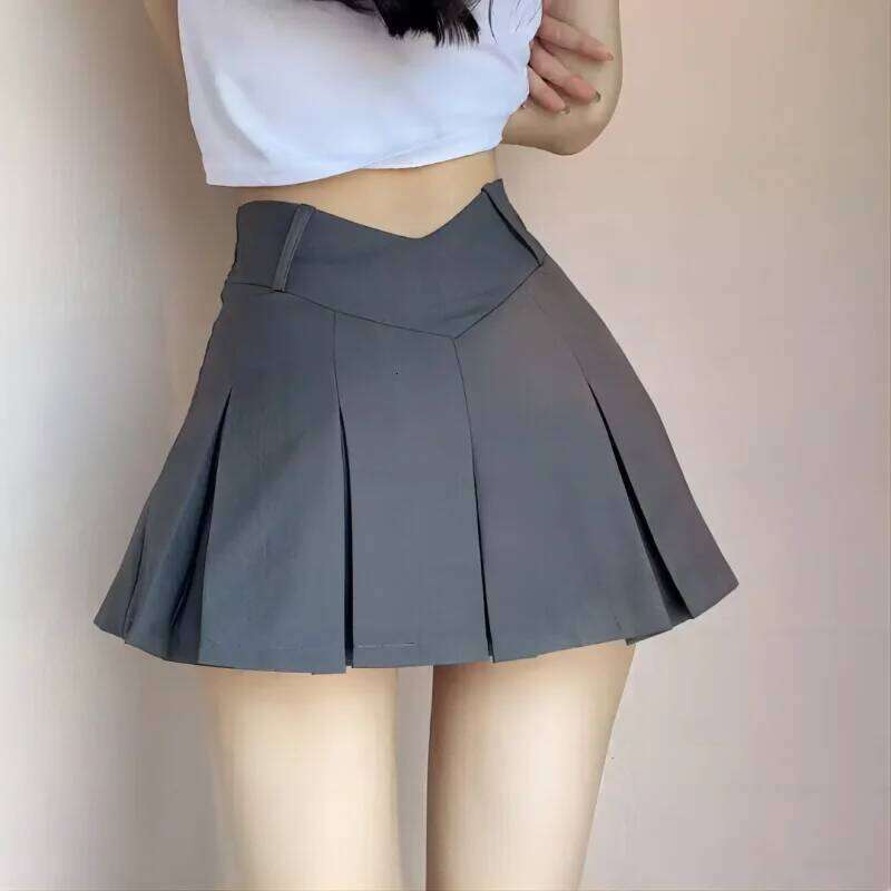The new spring summer solid color pleated skirt looks slim perfect body shape sexy for students safe and private XS~XL Z260314