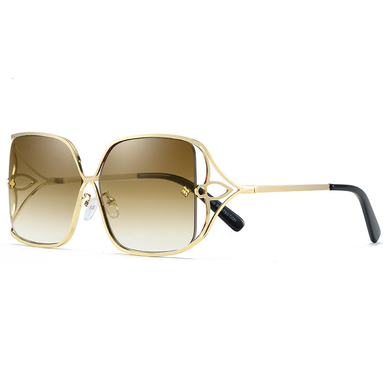 Luxury Brand Designer Sunglasses New European And American Style Clover Metal Sunglasses Fashion Gradient Color Square Frame Sunglasses For Women Tren
