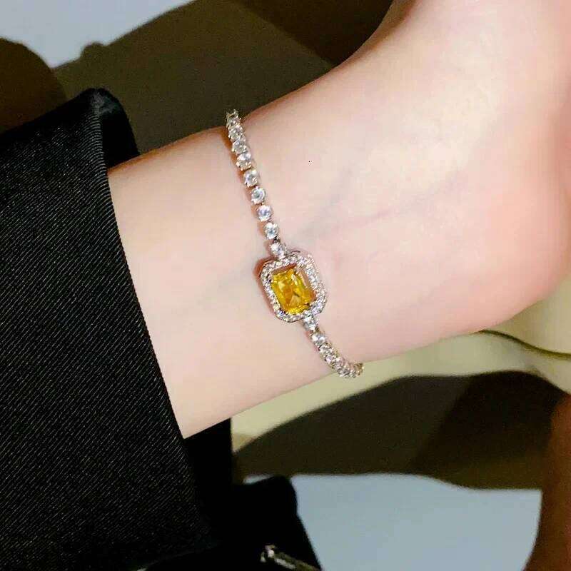 Shiny Square Zircon Bracelet for Women Girls Delicate Rhinestone Chain Bracelets Bangles Party Wedding Bride Jewelry Wholesale Z260313