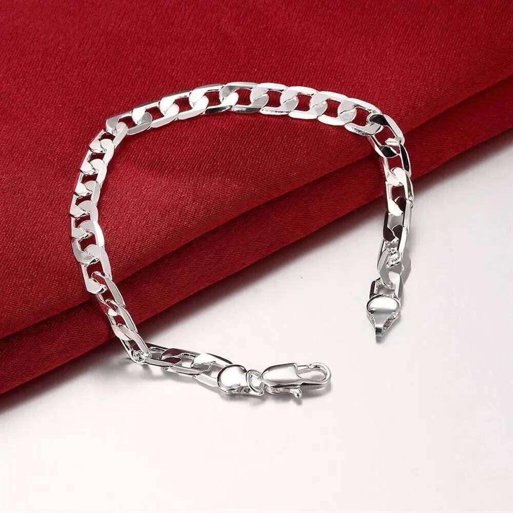 Fine 925 Sterling Silver Classic 6mm Geometric Side Chain Bracelet For Man Woman Fashion Wedding Party Gifts Temperament Jewelry Z260313